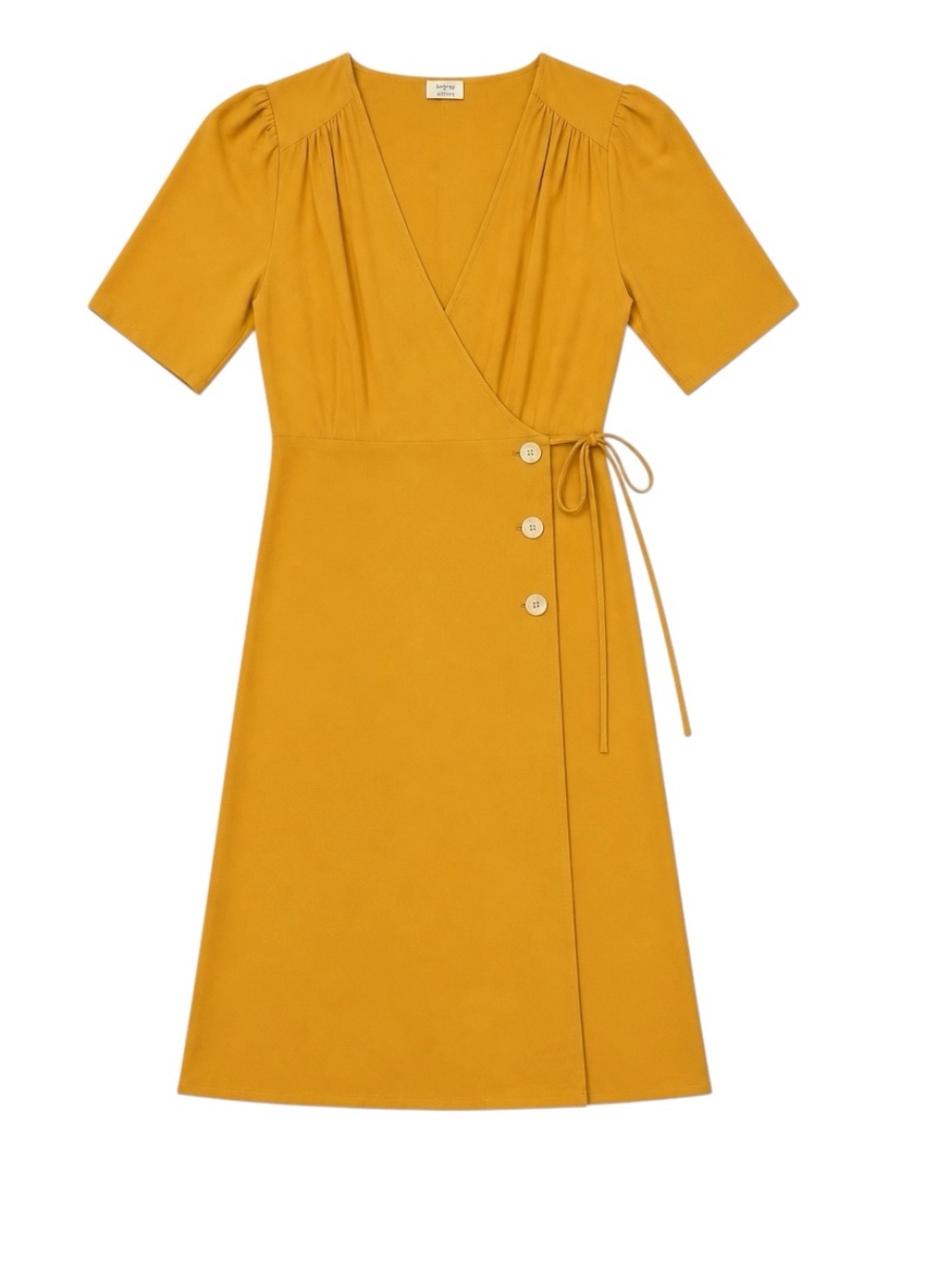 ARITZIA Wilfred Mirabelle Tie Waist Midi Dress 100% Silk Yellow Corpcore Size 0
